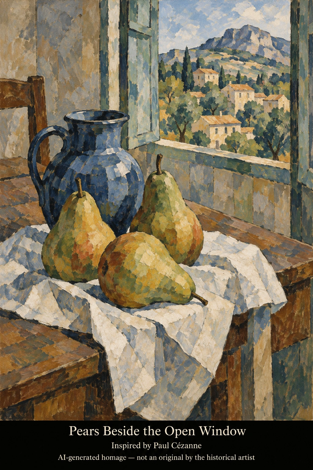 Pears Beside the Open Window — AI-generated homage inspired by Paul Cézanne